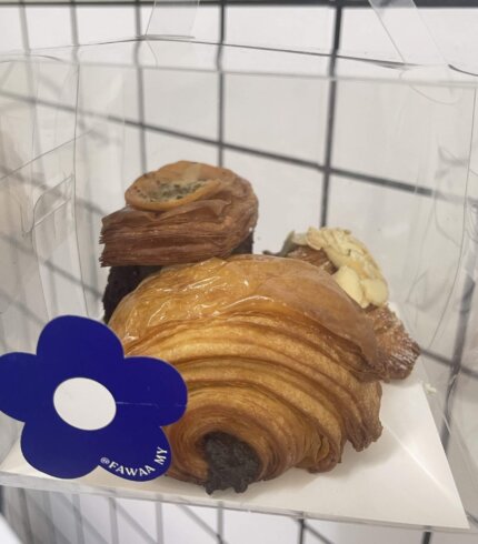 Mini Croissant Box 4pcs – Handmade butter croissants by Fawaa MY, perfect for gifts or events, Muslim friendly.