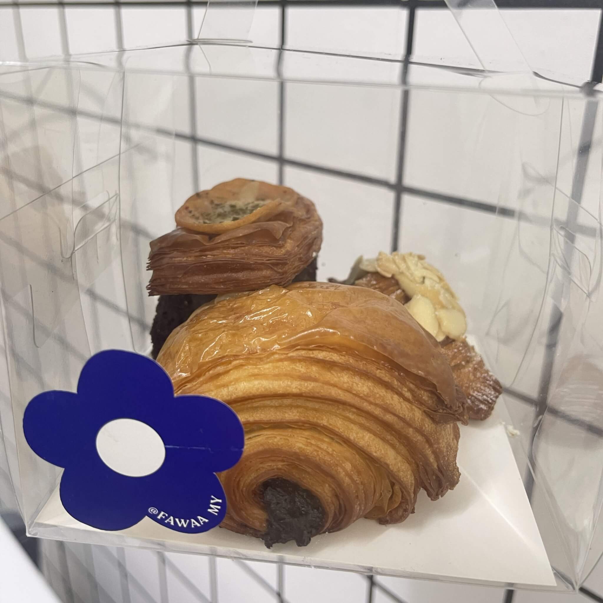 Mini Croissant Box 4pcs – Handmade butter croissants by Fawaa MY, perfect for gifts or events, Muslim friendly.
